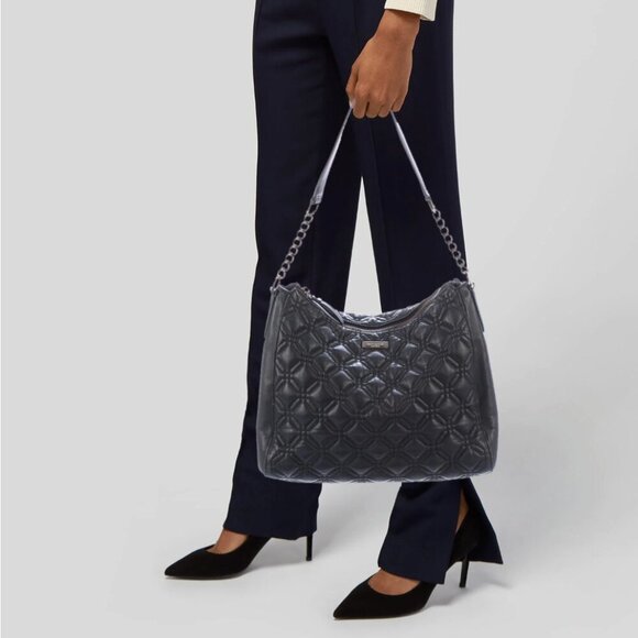 EUC Kate Spade Astor Court Aurelia Quilted Black Leather Handbag - Picture 3 of 13